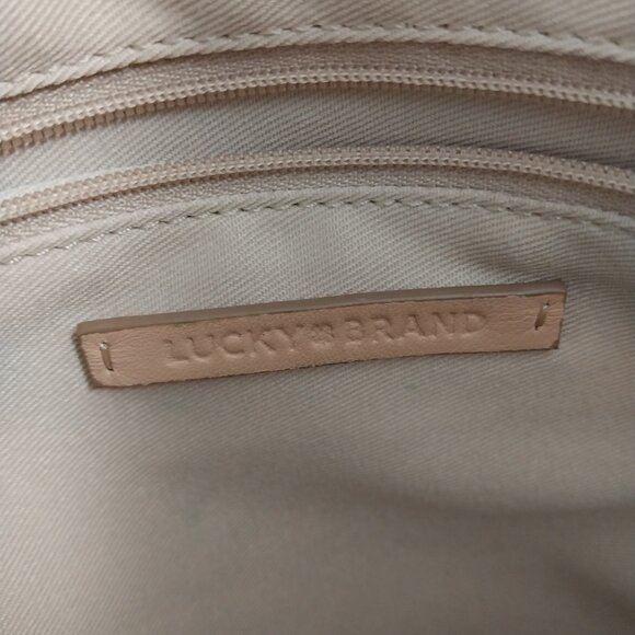 3357 Large Lucky Brand Leather and Corduroy Tote Bag. - Picture 7 of 9